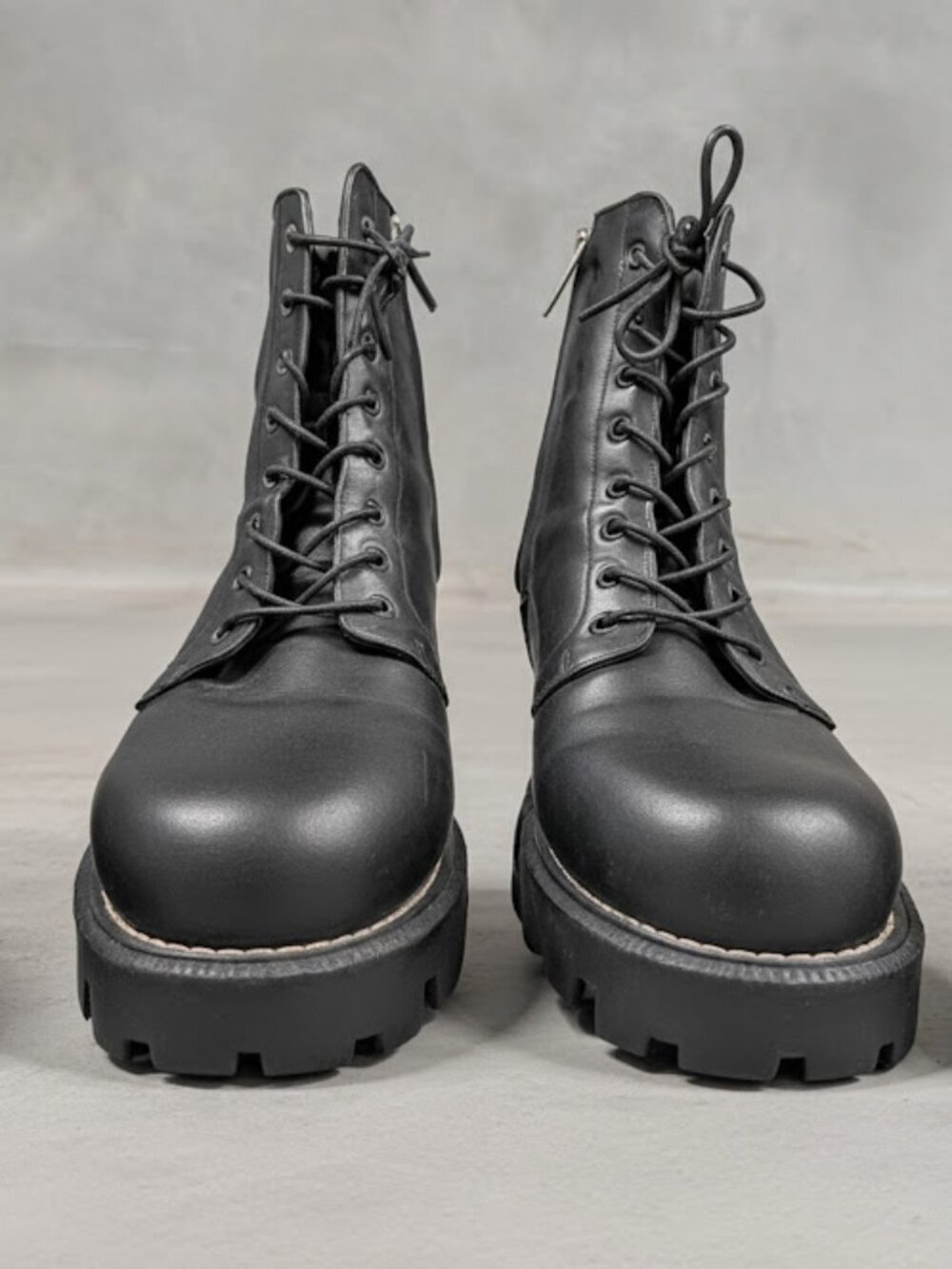 Sam Edelman Garret Black Leather Lug Sole Combat Boots Women's 9.5